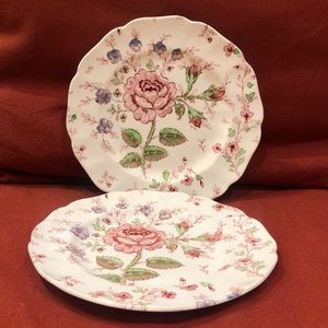 2 Johnson Bro’s 6”1/4 Plates Rose Chintz Pink